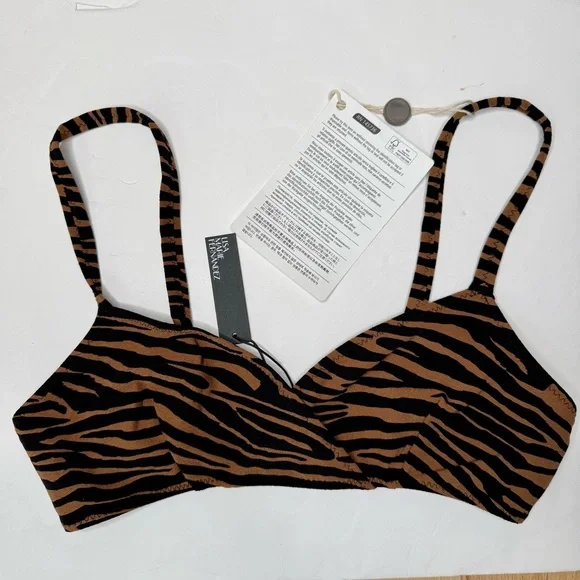 NWT Lisa Marie Fernandez Triangle Bikini Set Zebra Animal Print LMF Sz 3 (6-8) - Picture 11 of 15